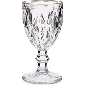 Wine glass Vivalto Diament, transparent glass with gold rim, 245 ml