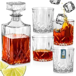 Glass Whisky Decanter and Glasses Set Vilde 900 ml decanter + 4×300 ml glasses