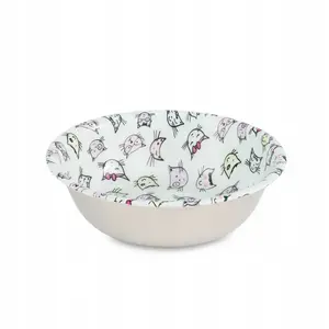 Stainless Steel Enamel Cat Bowl by barry king, CAT HEAD pattern, 350 ml