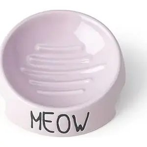 ITEC PetRageous Meow 5" inverted bowl pink — inverted feeding bowl for cats, 5-inch diameter