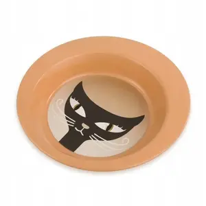 Pet bowl barry king stainless steel 325 ml, brown with cat print