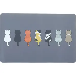 Pet feeding mat Aptel ZOLUX for cat bowls — anti-slip floor protection, printed cats pattern