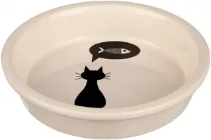 Ceramic pet bowl Trixie TRIXIE 24499 for cat/dog, 13 cm diameter, beige/black
