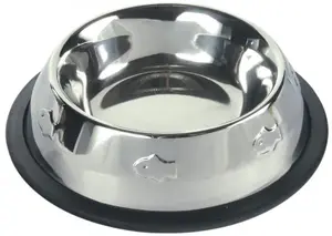 Миска для собак/кошек Trixie TX-24870, нержавеющая сталь, Ø 15 см, чёрная/сталь
