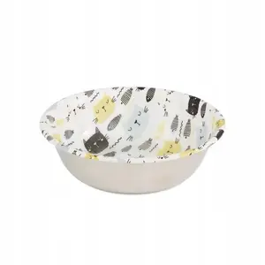 Stainless Steel Enamelled Cat Bowl Barry King SELECTA 350 ml — CAT FACE pattern