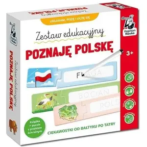 Grāmata un puzle Levenya Kapitan Nauka Poznaję Polskę — izglītojoša bērnu grāmata ar puzli