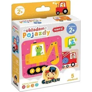 Bērnu izglītojošā grāmata Bright Junior Media CzuCzu Układam Pojazdy — uzdevumi par transportlīdzekļiem