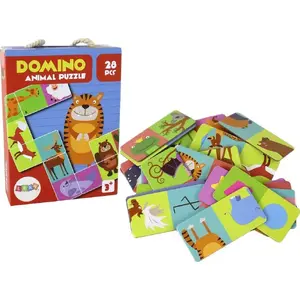 LEANToys double-sided domino logic puzzle set — animals, 28 pieces, 10×5 cm tiles