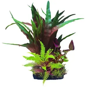 Mākslīgā akvārija augs No name TN-44211, plastmasas dekora augs, 28 cm, bordo‑violeta‑zaļa