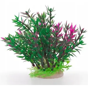 Dekoratīvs akvārija augs Terra Natura Aqua Natura, plastmasa, zaļš ar rozā dzinumiem, 12 cm