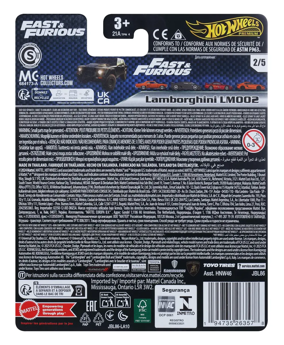 Jada Toys Hot Wheels Fast & Furious metāla modelis Photo 6