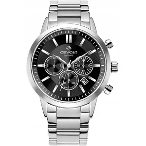 Wristwatch Giewont Chronograph GW8510-B1 – men's chronograph, sapphire crystal, silver case, black dial