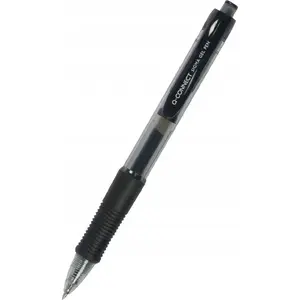 Gel Retractable Pen Q-Connect KF14599 0.5 mm line tip, black, with clip