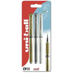 Gel roller pen uni-ball Signo 153 — metallic ink set (gold, silver, white)