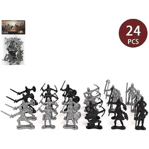 Game figurines Adar set of 24 painted knight figures, assorted poses, plastic