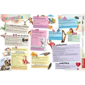 Desk pad Demart — Zasady ortografii (orthography rules) — educational desktop mat, laminated reference sheet