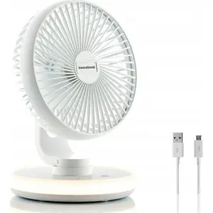 Desk fan InnovaGoods Rechargeable with LED lighting model V0103856, portable battery-powered fan