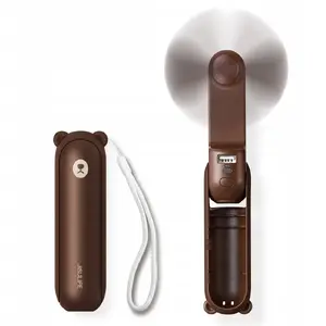 Pārnēsājams rokas ventilators Jisulife Life8 ar 2000 mAh powerbank un lukturīti, USB — brūns