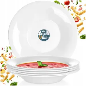 Deep glass dinner plates Vilde 21.5 cm, 400 ml — set of 6