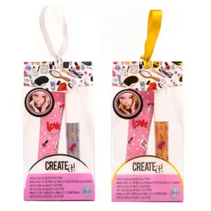 Bērnu kosmētikas komplekts Canenco Create It! Lip Gloss & Body Glitter zelta un sudraba – dažādas krāsas, 6+