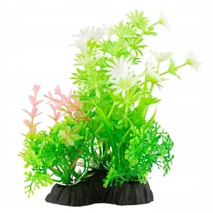 Akvārija dekora augs Terra Natura Aqua Natura plastmasas 12 cm zaļi-dzeltens ar palmveida lapām