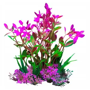 Akvārija dekora augs Terra Natura Aqua Natura plastmasas 12 cm zaļi-rozā smalkas lapas