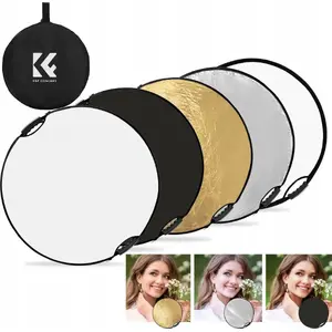 Atstarojošais disks 5‑1 Apaļš 60 cm ar rokturi K&F SB9194 — difuzors un atstarojošas virsmas studijai un āra fotogrāfijai