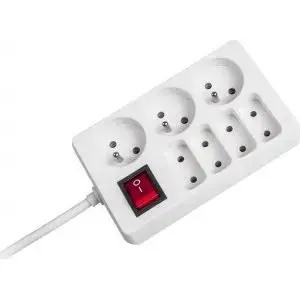 Power strip Rebel Electro URZ3053-3B — 7 sockets, 3 m cable, white