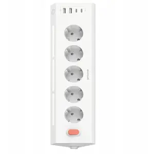 Barošanas sloksne Proove SB10605 ar pārsprieguma aizsardzību — 5 AC kontaktligzdas, 2× USB-A, 2× USB-C, kabelis 1,6 m