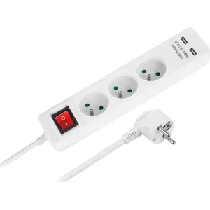 Power extension strip Rebel Electro URZ3202-1,5 — 3 sockets + 2 USB, switch, 1.5 m cable