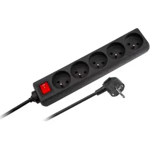 Сетевой удлинитель Rebel Electro URZ3061-1.5 — 5 розеток, кабель 1,5 м, черный
