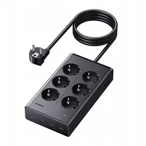 Сетевой удлинитель UGREEN S622 6xAC + 3xUSB + USB‑C GaN 1,5 м (чёрный)