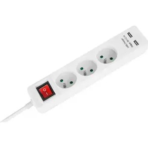 Power strip Rebel Electro URZ3202-3 — 3 outlets, 3 m white cable