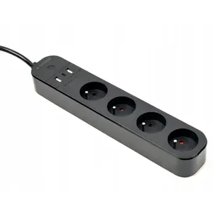 Сетевой удлинитель GEMBIRD TSL-PS-F4U-02 с 4 розетками PL и USB-зарядкой, чёрный