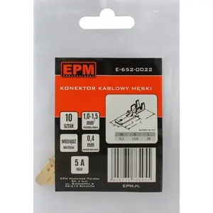 EPM Insulated Ferrule Spade Connector, model E-652-0022 — 1–1.5 mm², pack of 10
