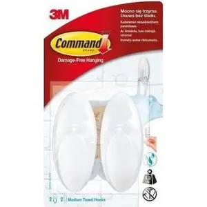 Dvieļu āķi 3M Command BATH-18-CEE — 2 vidēja izmēra baltas līmējamas āķi