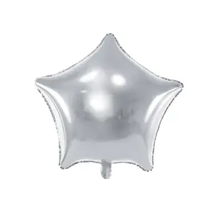 Toy balloon PartyDeco Star, silver star shape, 480 mm, pack of 50