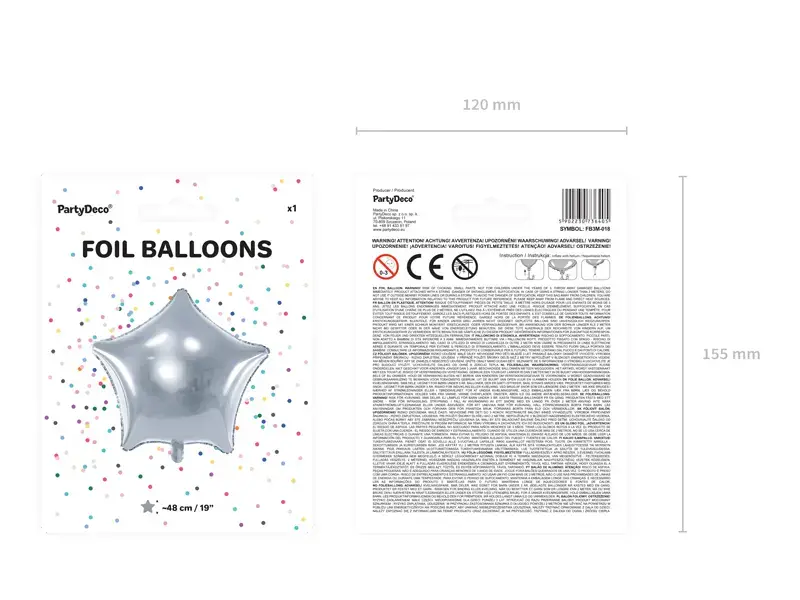 Rotaļlietu balons PartyDeco Star — 480 mm, 50 gab. Photo 8