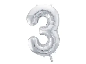 Toy balloon PartyDeco FB1M-3-018, foil, silver, height 1000 mm (inflated ~86 cm), 1 pc