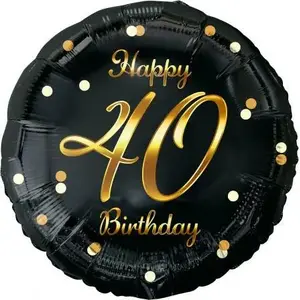 Фольгированный шар GoDan Happy 40 Birthday черно‑золотой 45 см