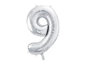 Toy balloon PartyDeco FB1M-9-018, foil, silver, height 1000 mm (inflated ~86 cm)