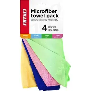 Microfiber Cloth Set Amio AMI-01983 — 4 types, 30×30 cm