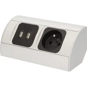Мебельная розетка ORNO OR-AE-1310(GS) 1×Schuko (2P+Z) с 2×USB-портами