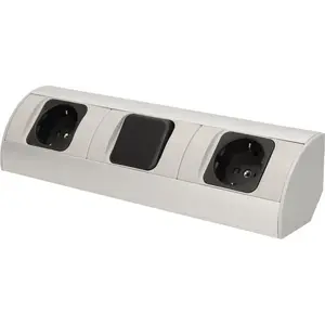 Furniture power outlet ORNO OR-AE-1304(GS) with switch, 2x 2P+Z Schuko sockets