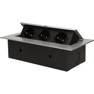 Built-in countertop power outlet ORNO OR-AE-1371/B — 3×250V AC, flat rim, black