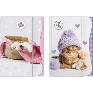 Document folder TEKA Teczka z gumką A4 The Sweet Pets – Kids mix, A4 size elastic fastener