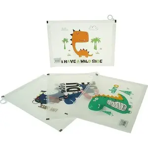 Plastic A4 Document Folder with Snap Closure, Adar — Dinosaur Pattern (12 pcs)