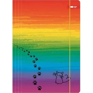 Document folder TEKA Teczka A4+ with elastic band — model Miaow tęcza HAPPY COLOR