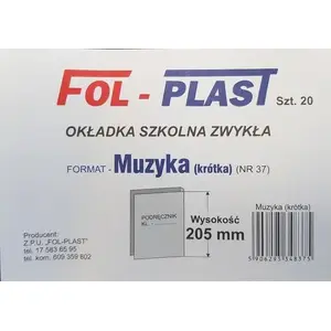 Protective Sheet Music Cover Folplast model NR 37 short, pack of 20 (transparent)