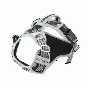 Dog harness Nobby BK-18631, gray camouflage Oxford fabric, size XL, neck 55–83 cm, chest 50–94 cm